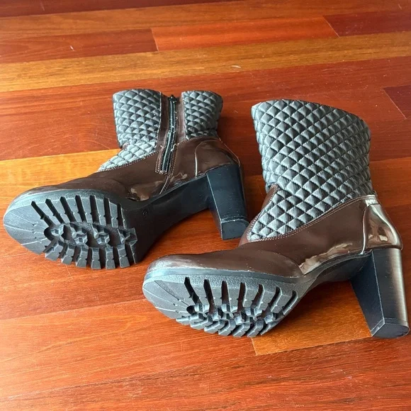 Andre Assous Brown Quilted Patent Leather Winter Mid-Calf Boots - NWT - Picture 5 of 11